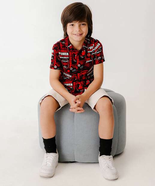 Camisa Infantil Homem Aranha Tam 4 a 10 Vermelho