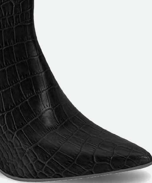 Bota Feminina Cano Curto Salto Grosso Textura Croco Vizzano