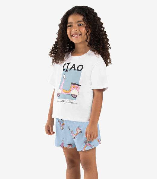 Pijama Infantil Feminino Meia Malha Rovi Kids Branco
