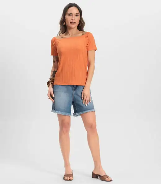 Blusa Feminina Canelada Infinita Cor Marrom