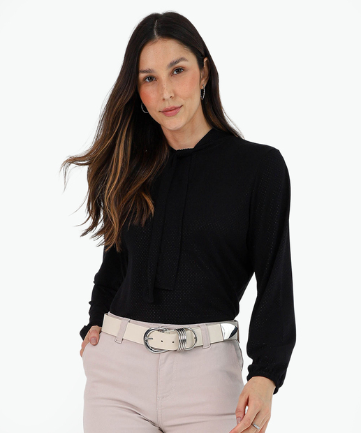 Image_Blusa Feminina Amarração Manga Longa Marisa Preto