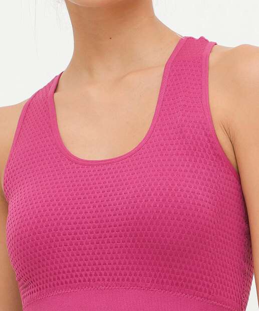 Top Fitness Nadador Sem Costura Textura Marisa Rosa