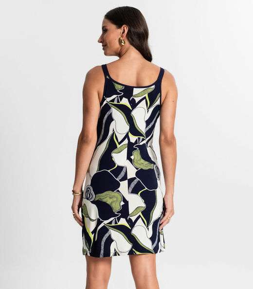 Vestido De Alça Estampado Rovitex Verde