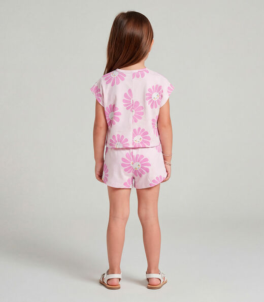 Conjunto Infantil Feminino Short E Blusa Select Rosa
