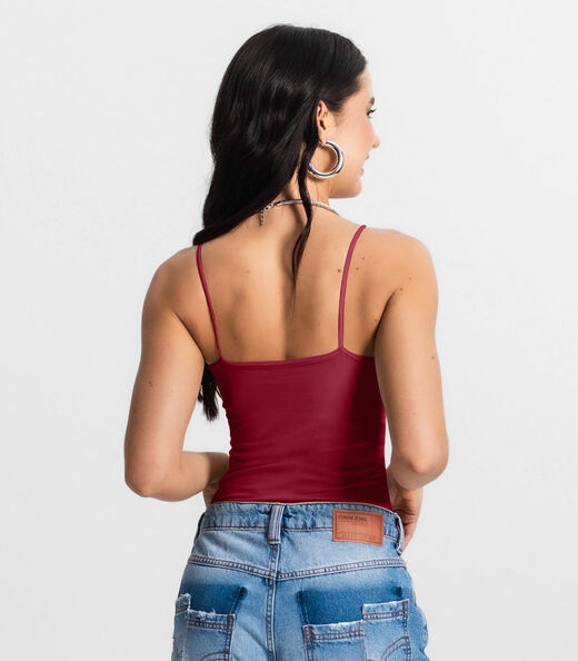 Blusa Feminina De Alça Poliamida Style Box Vermelho