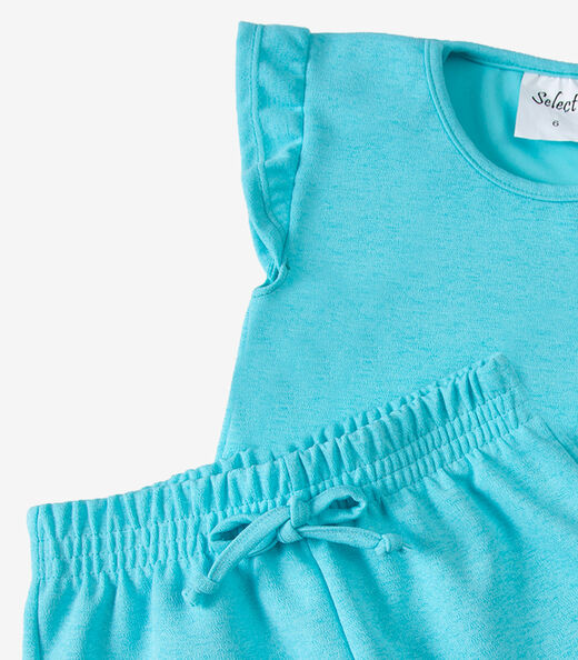 Conjunto Feminino Infantil Blusa E Short Select Azul