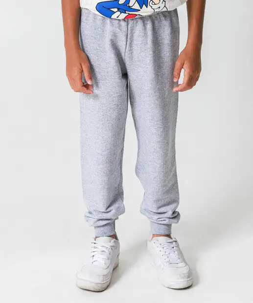 Calça Infantil Jogger Mescla Moletinho Marisa Tam 4 a 10 Cinza