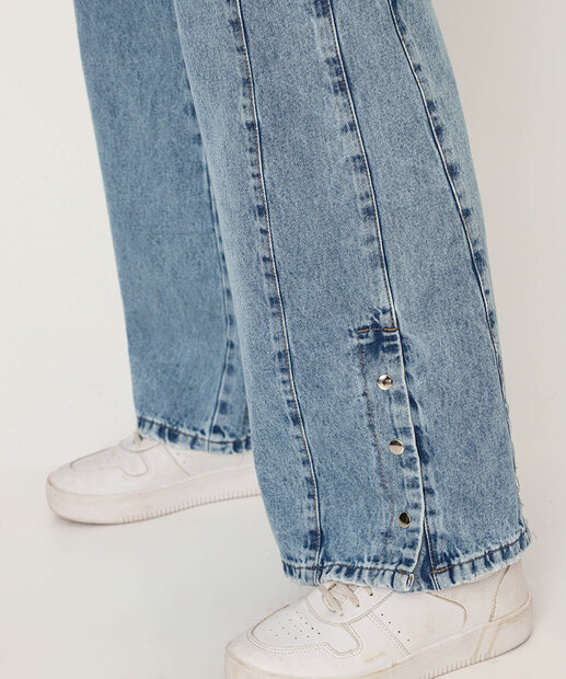 Calça Feminina Jeans Wide Leg Petit Sawary Azul