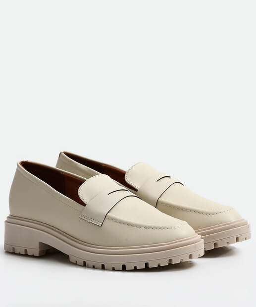 Mocassim Loafer Feminino Salto Grosso Tratorado Vizzano