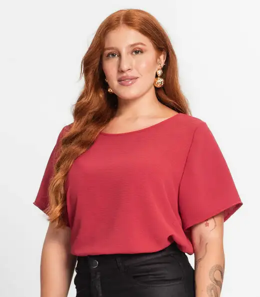 Blusa Feminina Plus Size Secret Glam Vermelho