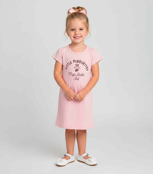 Image_Vestido Infantil Manga Curta Estampado Select Rosa