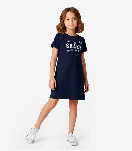 Vestido Feminino Infantil em Molecotton Select Azul