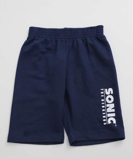 Conjunto Infantil Manga Curta Sonic Tam 4 a 10 Azul