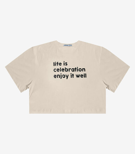 T- Shirt Feminina em Viscose Creponada Endless Bege