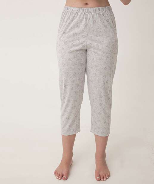 Pijama Feminino Capri Mescla Botões Marisa Cinza