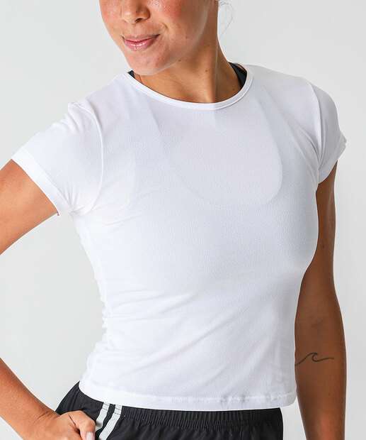 Blusa Feminina Fitness Básica Marisa Branco