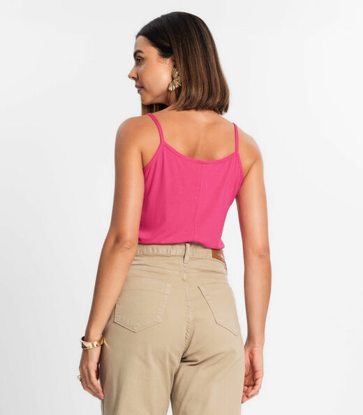 Blusa de Alça Feminina Viscotorcion Básica Rovitex Rosa