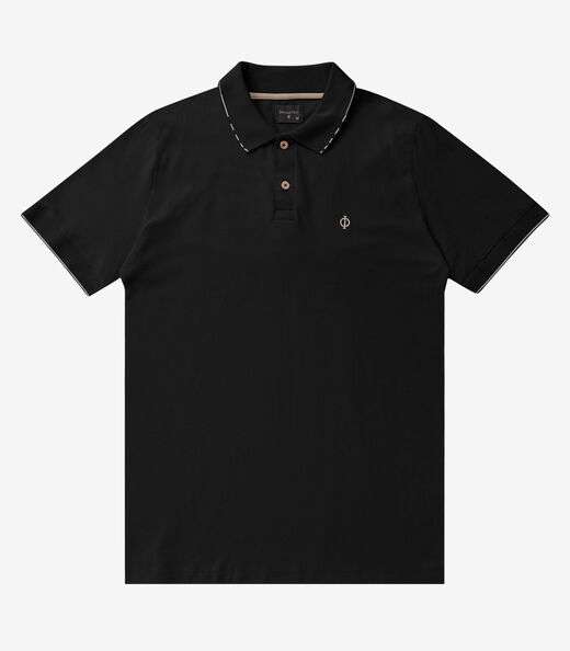 Polo Masculina Malha Favo Diametro Preto