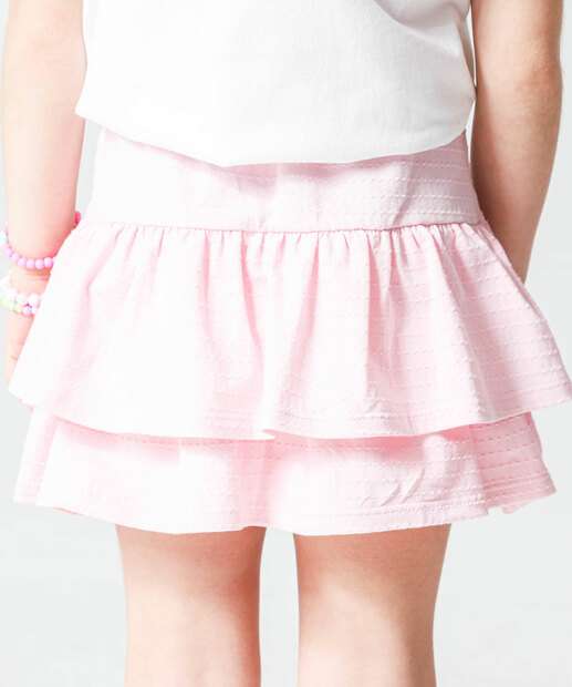 Saia Infantil Babados Textura Marisa Tam 1 a 3 Rosa