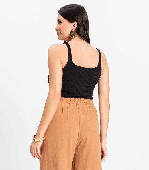 Regata em Ribana Canelada Rovitex Preto