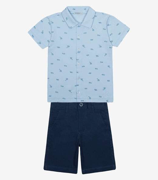 Conjunto Menino Camisa Com Bermuda Trick Nick Azul