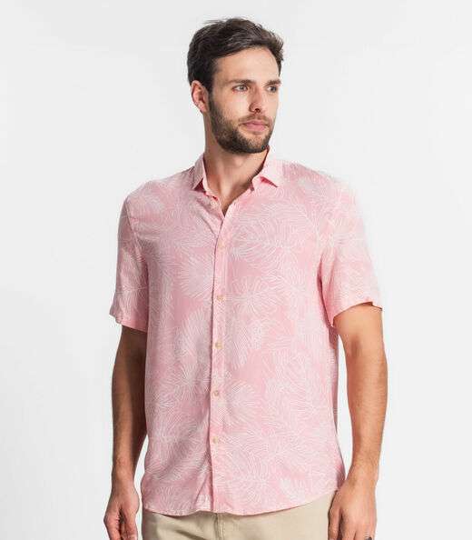 Camisa Masculina Florida Com Bot?es Select Rosa