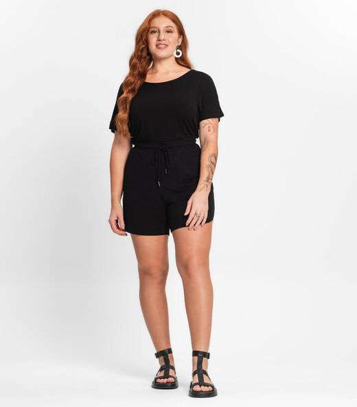Blusa Manga Curta Feminina Plus Size Secret Glam Preto