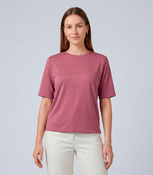 Blusa Feminina 100% Poliéster Básica Infinita Cor Rosa