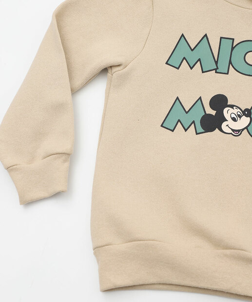 Blusão Infantil Moletom Flanelado Capuz Disney Tam 1 a 3 Bege