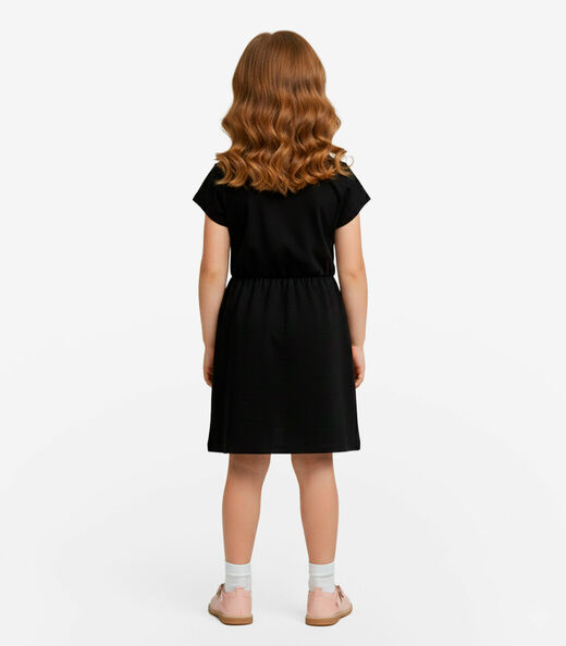 Vestido Curto Infantil Em Molecotton Select Preto