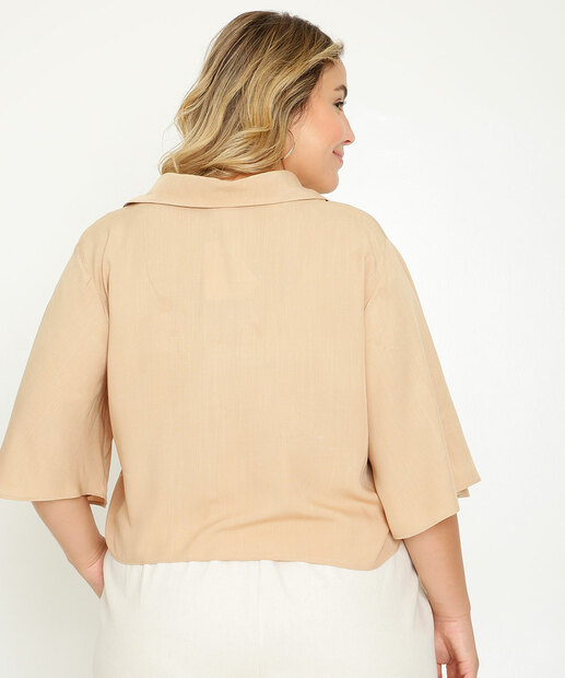 Camisa Plus Size Feminina Manga 3/4