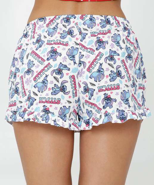 Pijama Feminino Estampa Stitch Alças Finas Disney