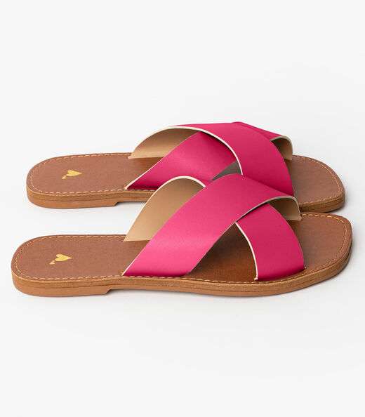 Sandália Rasteirinha Com Tiras Largas Select Rosa