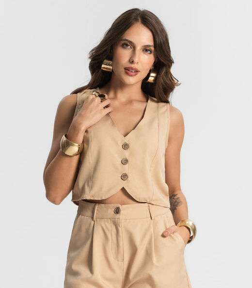 Image_Colete Feminino Em Alfaiataria Style Box Bege