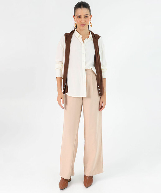 Camisa Feminina Viscose Manga Longa Marisa Off White