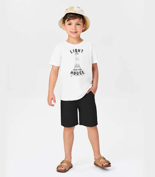 Conjunto Menina Camiseta Com Bermuda Trick Nick Branco