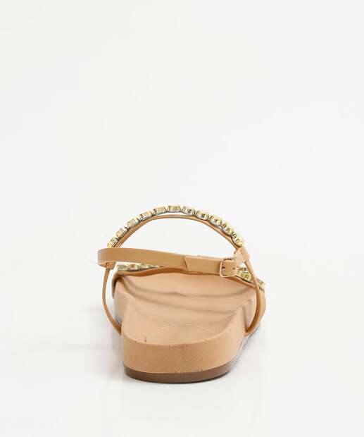 Sandália Feminina Rasteira Tachas Via Uno 