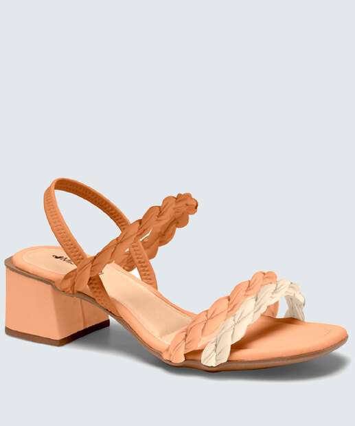 Sandália Salto Grosso Feminina Trançada Mississipi 