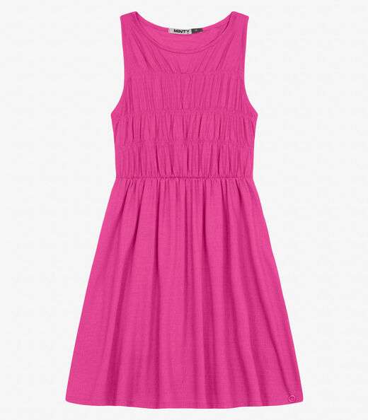 Vestido Juvenil Curto em Viscose Maquinetada Minty Rosa