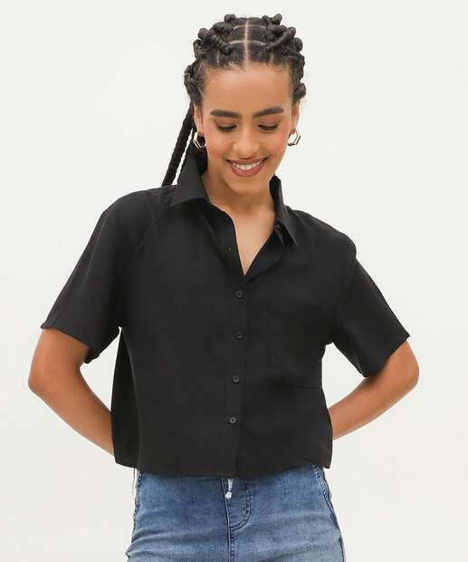 Camisa Cropped Feminina Manga Curta Marisa