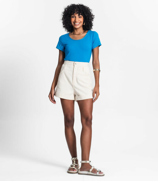 Blusa Feminina Viscotorcion Básica Rovitex Azul