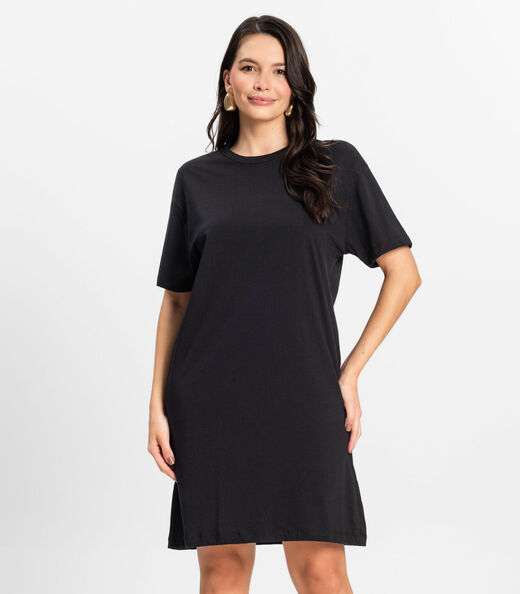Image_Vestido Básico T-Shirt Feminino Rovitex Preto