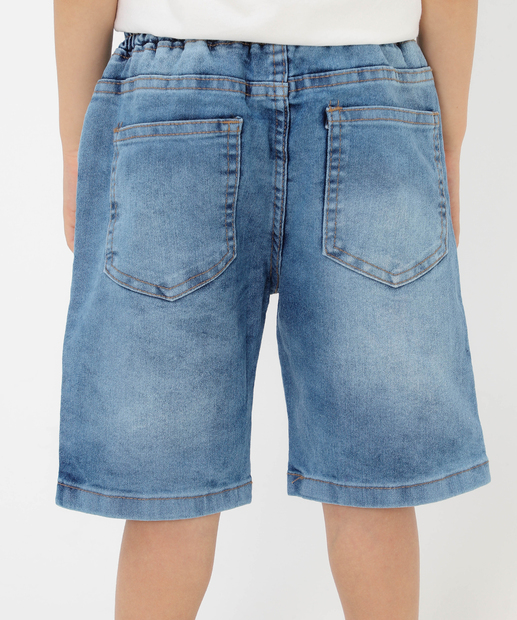 Bermuda Infantil Jeans Bolso Tam 04 a 08 Azul