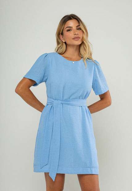 Vestido Curto Com Faixa Azul Salvatore