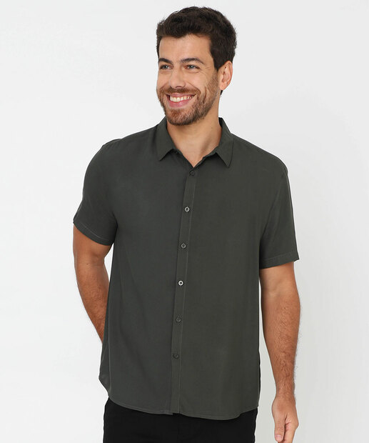 Image_Camisa Masculina Manga Curta com Botões Marisa Verde