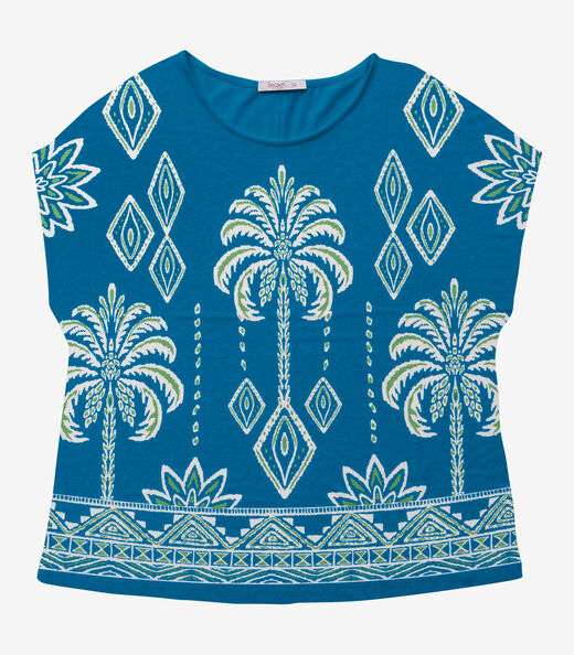 Blusa Feminina Manga Morcego Secret Glam Azul