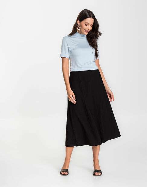 Saia Midi Feminina Evase Marrante Renaluci Preto