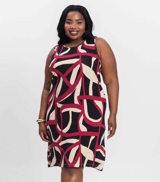 Image_Vestido Plus Size Estampado Infinita Cor Vermelho