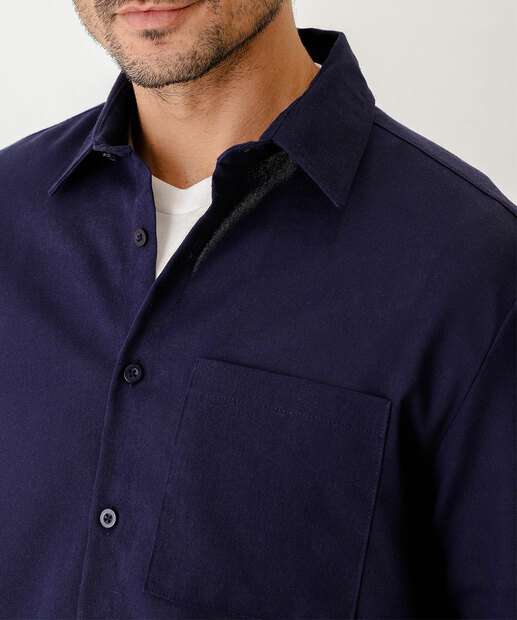 Camisa Masculina Linho Manga Longa MR Azul 
