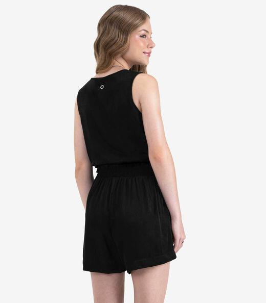 Regata Juvenil Feminina em Slub Acetinado Minty Preto